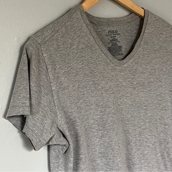 US Polo Assn Ralph Lauren Men’s V-Neck Slim Fit Short Sleeve T-Shirt Grey Medium - Picture 3 of 8
